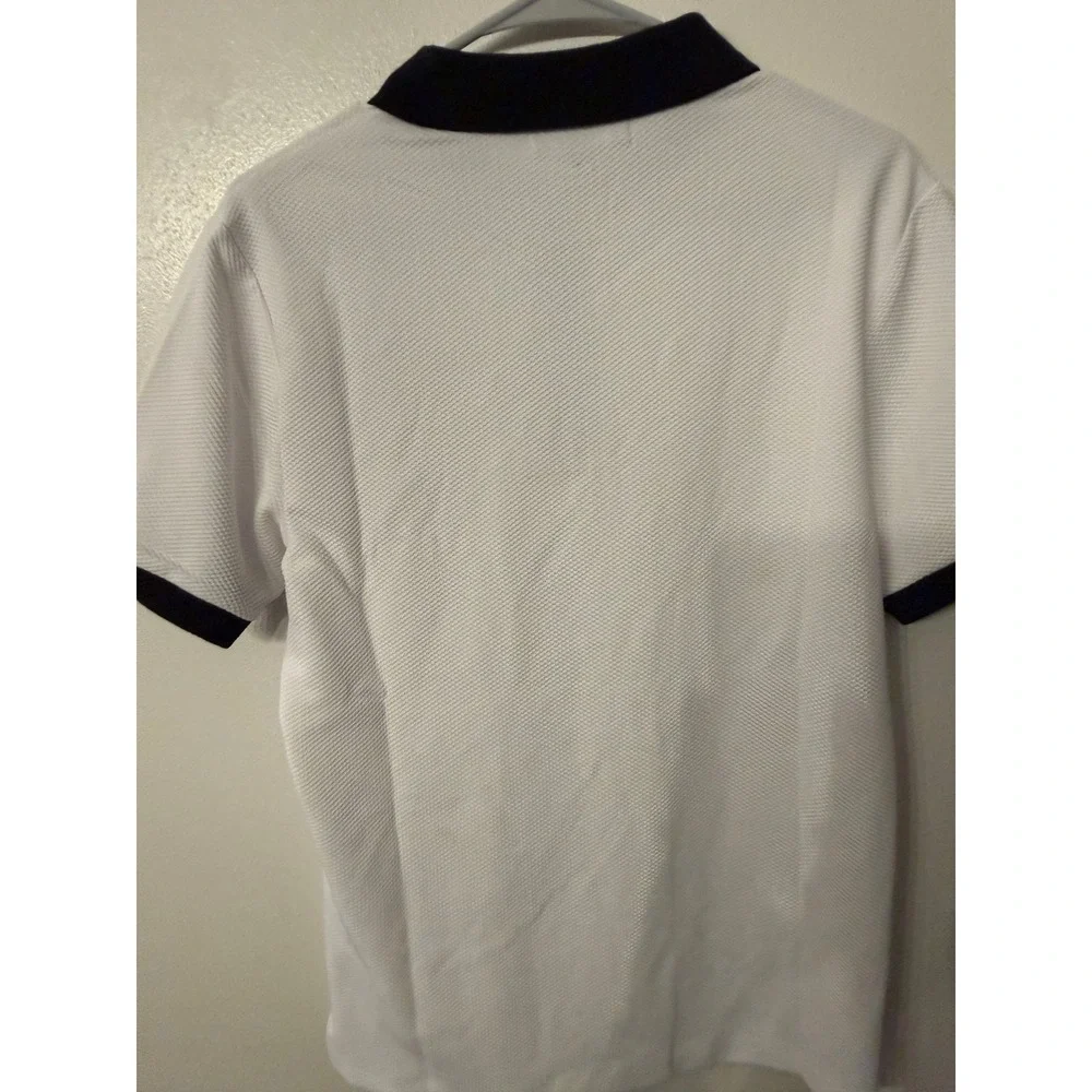 Karl‎ Lagerfeld Men's White Textured Zip Polo Shirt S/P CH Black Collar Trim